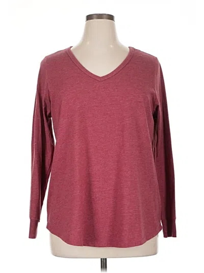 Pre-owned Torrid Long Sleeve Top Burgundy V Neck Tops