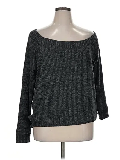 Pre-owned Torrid Long Sleeve Top Gray Boatneck Tops