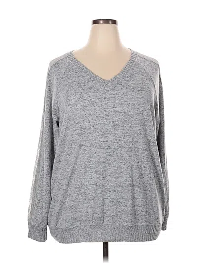 Pre-owned Torrid Long Sleeve Top Gray V Neck Tops