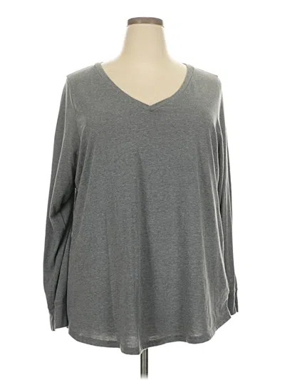 Pre-owned Torrid Long Sleeve Top Gray V-neck Tops