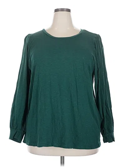 Pre-owned Torrid Long Sleeve Top Green Boatneck Tops