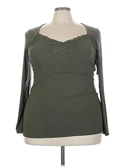 Pre-owned Torrid Long Sleeve Top Green Sweetheart Neckline Tops