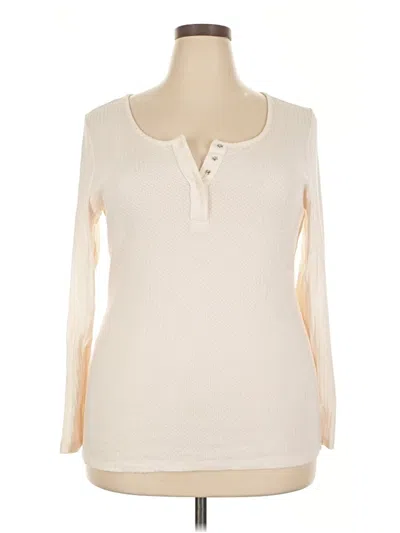 Pre-owned Torrid Long Sleeve Top Ivory Keyhole Neckline Tops