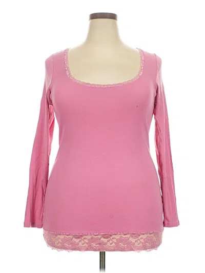 Pre-owned Torrid Long Sleeve Top Pink Sweetheart Neckline Tops