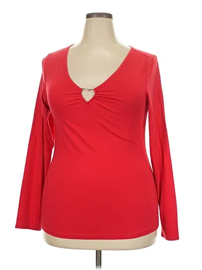 Torrid Long Sleeve Top Red Keyhole Neckline Tops