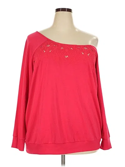 Pre-owned Torrid Long Sleeve Top Red Off The Shoulder Neckline Tops