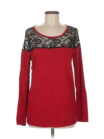 Pre-owned Torrid Long Sleeve Top Red Scoop Neck Tops