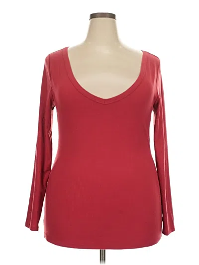 Pre-owned Torrid Long Sleeve Top Red Scoop Neck Tops