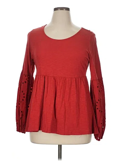 Pre-owned Torrid Long Sleeve Top Red Sweetheart Neckline Tops