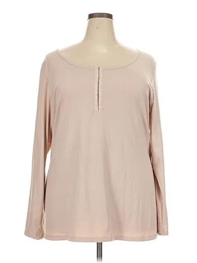 Pre-owned Torrid Long Sleeve Top Tan Scoop Neck Tops