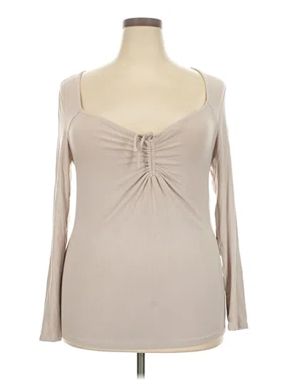 Pre-owned Torrid Long Sleeve Top Tan Sweetheart Neckline Tops In Brown