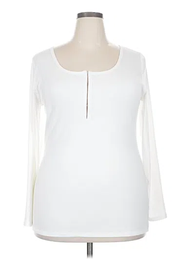 Pre-owned Torrid Long Sleeve Top White Keyhole Neckline Tops