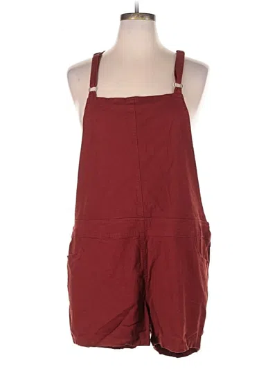 Pre-owned Torrid Overall Shorts In Burgundy