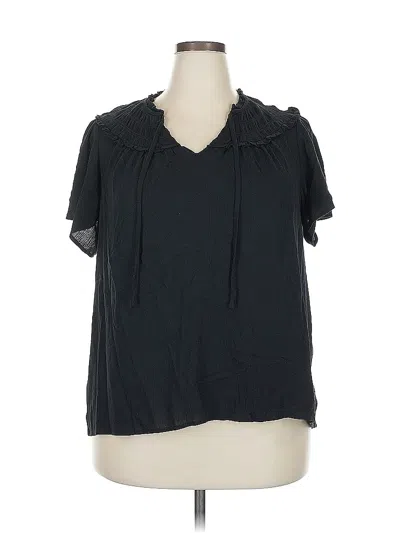 Pre-owned Torrid Short Sleeve Blouse In Black