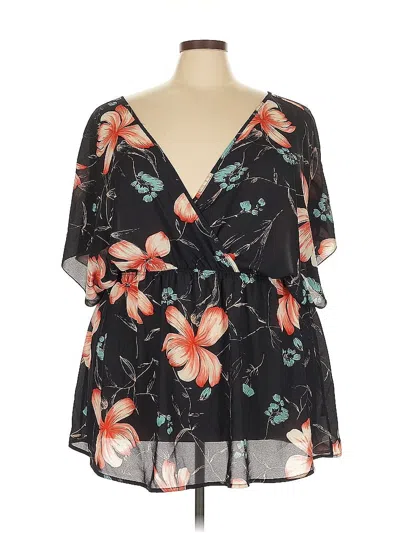 Pre-owned Torrid Short Sleeve Blouse In Black