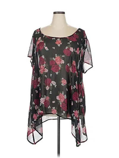 Pre-owned Torrid Short Sleeve Blouse In Black