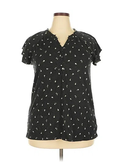 Pre-owned Torrid Short Sleeve Blouse In Black