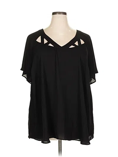 Pre-owned Torrid Short Sleeve Blouse In Black
