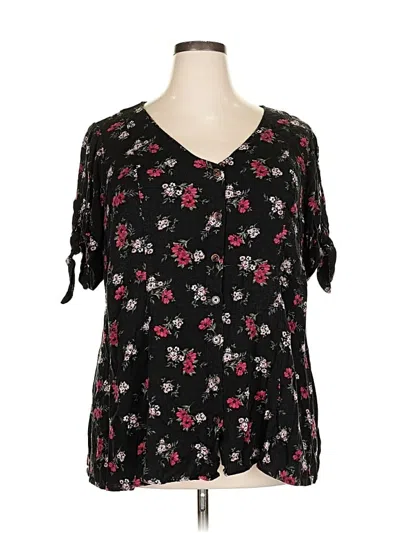 Pre-owned Torrid Short Sleeve Blouse In Black