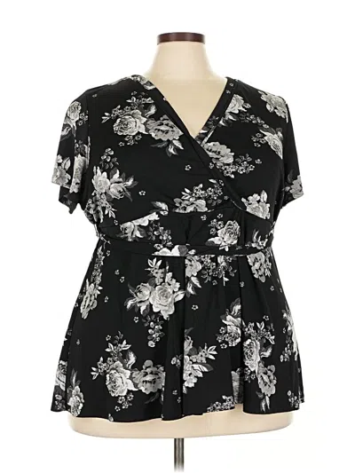 Pre-owned Torrid Short Sleeve Blouse In Black