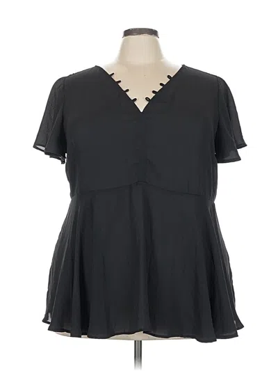 Pre-owned Torrid Short Sleeve Blouse In Black