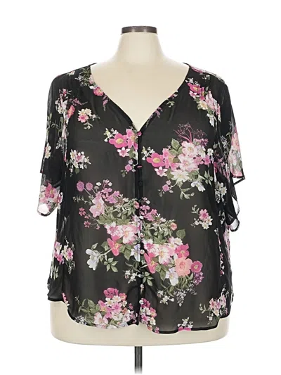 Pre-owned Torrid Short Sleeve Blouse In Black