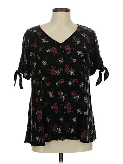 Pre-owned Torrid Short Sleeve Blouse In Black