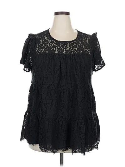 Pre-owned Torrid Short Sleeve Blouse In Black