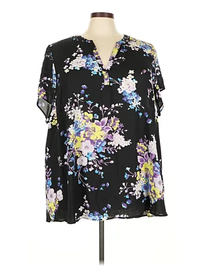 Pre-owned Torrid Short Sleeve Blouse In Black