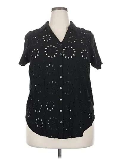 Pre-owned Torrid Short Sleeve Blouse In Black