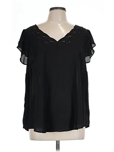 Pre-owned Torrid Short Sleeve Blouse In Black