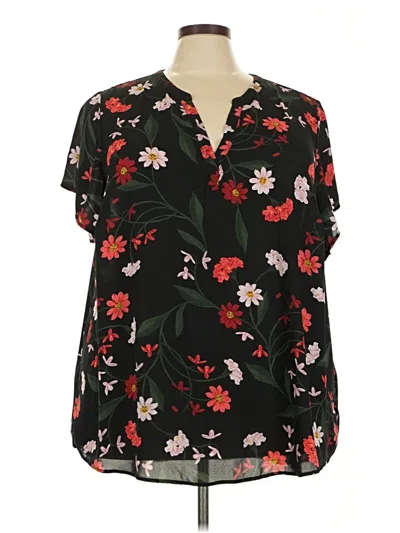 Pre-owned Torrid Short Sleeve Blouse In Black