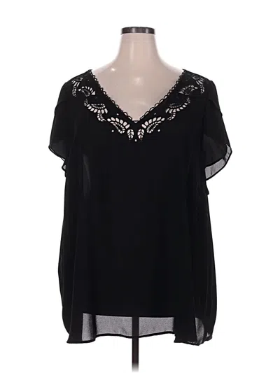 Pre-owned Torrid Short Sleeve Blouse In Black