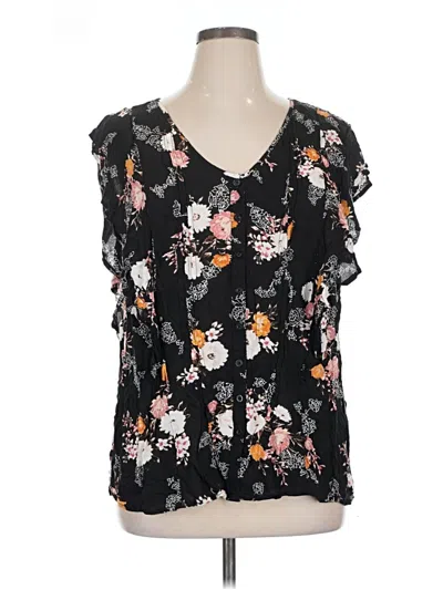 Pre-owned Torrid Short Sleeve Blouse In Black