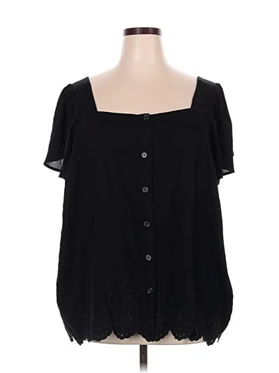 Pre-owned Torrid Short Sleeve Blouse In Black