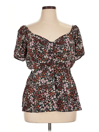 Pre-owned Torrid Short Sleeve Blouse In Black
