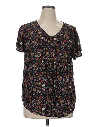 Pre-owned Torrid Short Sleeve Blouse In Black