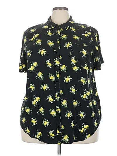 Pre-owned Torrid Short Sleeve Blouse In Black