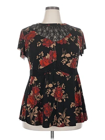 Pre-owned Torrid Short Sleeve Blouse In Black