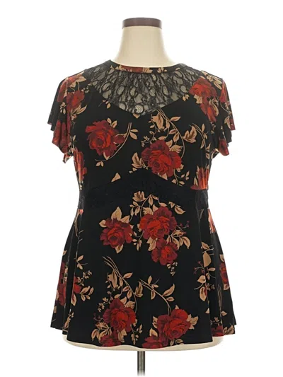 Pre-owned Torrid Short Sleeve Blouse In Black