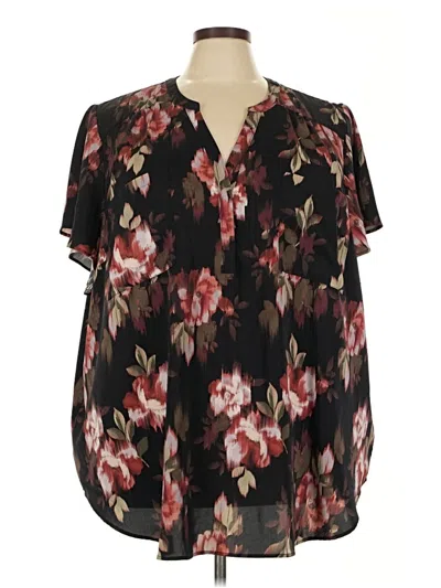 Pre-owned Torrid Short Sleeve Blouse In Black
