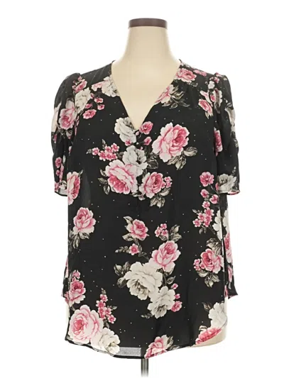 Pre-owned Torrid Short Sleeve Blouse In Black