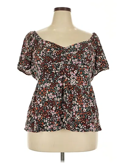 Pre-owned Torrid Short Sleeve Blouse In Black