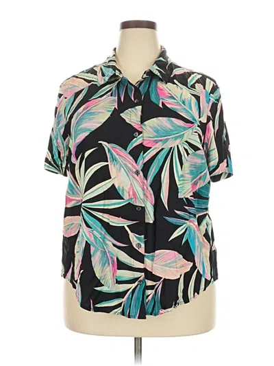 Pre-owned Torrid Short Sleeve Blouse In Black