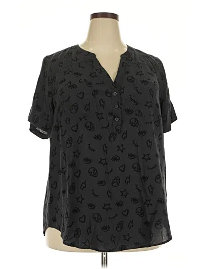 Pre-owned Torrid Short Sleeve Blouse In Black