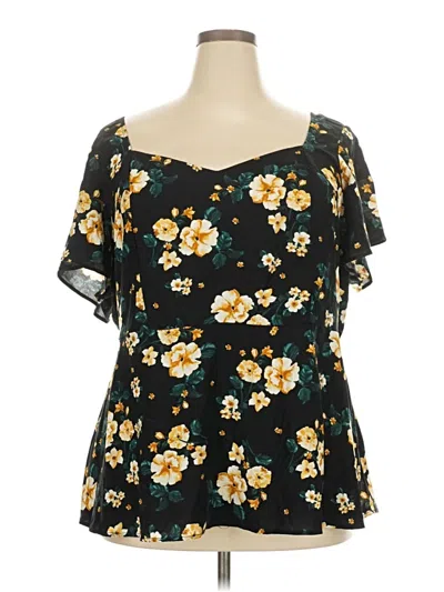 Pre-owned Torrid Short Sleeve Blouse In Black