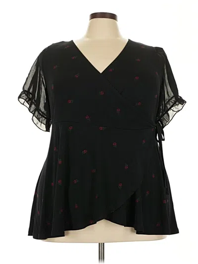 Pre-owned Torrid Short Sleeve Blouse In Black