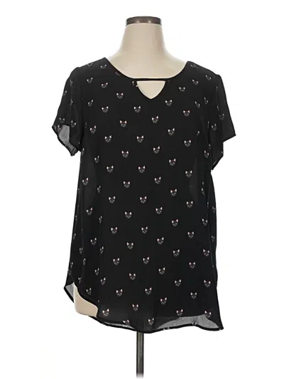 Pre-owned Torrid Short Sleeve Blouse In Black