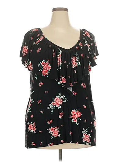 Pre-owned Torrid Short Sleeve Blouse In Black