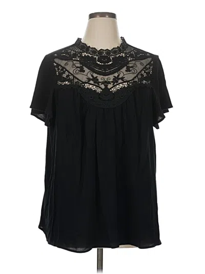 Pre-owned Torrid Short Sleeve Blouse In Black